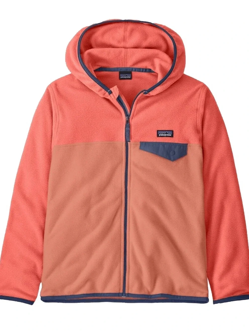 Patagonia Micro D Snap-T Fleece Hooded Jacket Girls XS 5 / 6 Pink Coral Full Zip